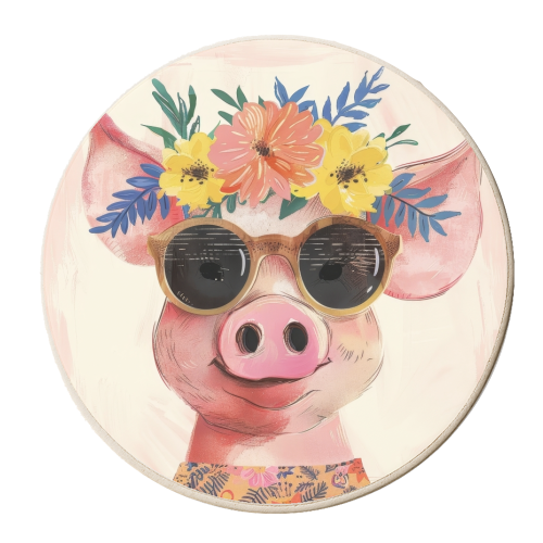 Summer Pig - personalised beer coaster by DejaReve