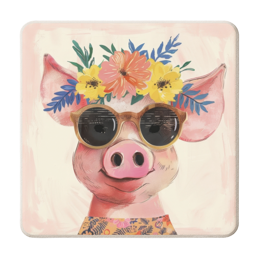 Summer Pig - personalised beer coaster by DejaReve