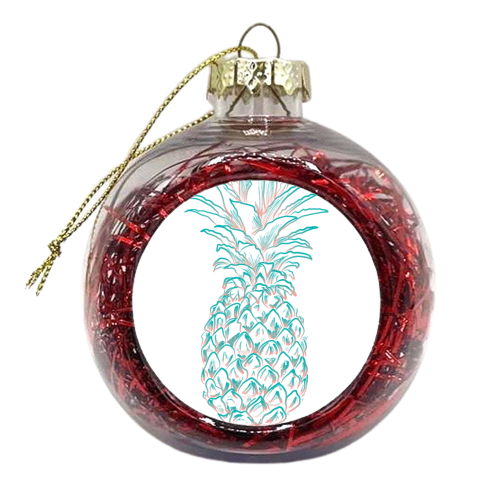 Summer pineapple in pink and blue - xmas bauble by Michelle Walker