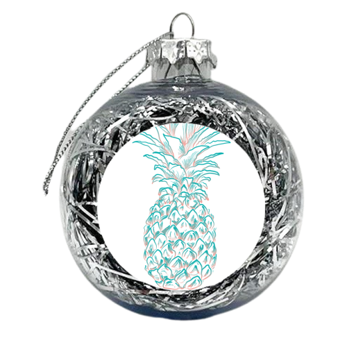 Summer pineapple in pink and blue - xmas bauble by Michelle Walker