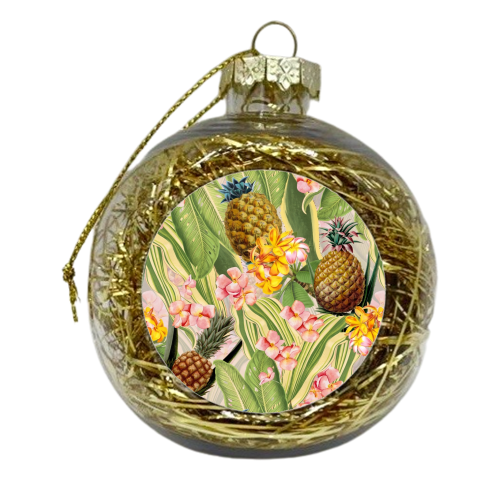 Summer Pineapple Tropical Garden - xmas bauble by Uta Naumann