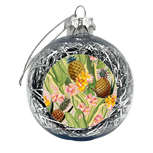 Summer Pineapple Tropical Garden - xmas bauble by Uta Naumann