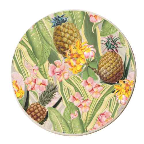 Summer Pineapple Tropical Garden - personalised beer coaster by Uta Naumann