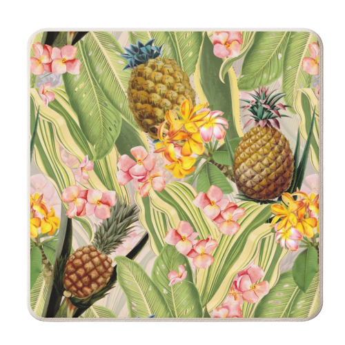 Summer Pineapple Tropical Garden - personalised beer coaster by Uta Naumann