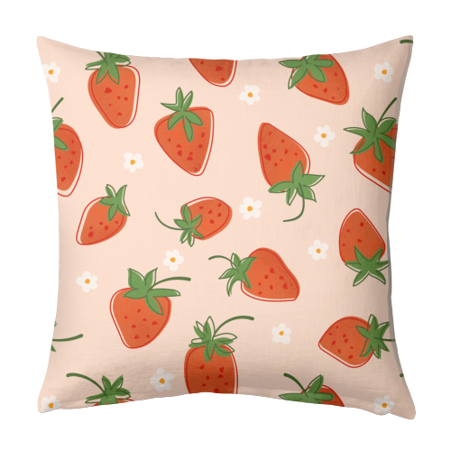 Summer Strawberry Bliss Pattern - designed cushion by Ania Wieclaw