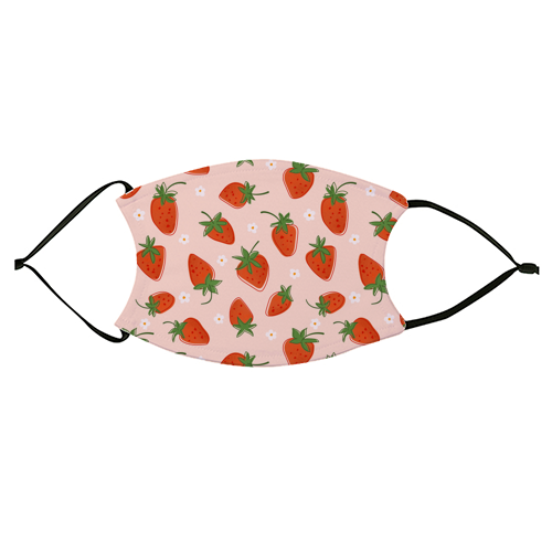 Summer Strawberry Bliss Pattern - face cover mask by Ania Wieclaw