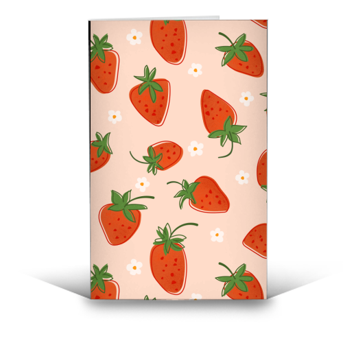 Summer Strawberry Bliss Pattern - funny greeting card by Ania Wieclaw