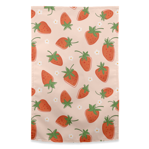 Summer Strawberry Bliss Pattern - funny tea towel by Ania Wieclaw