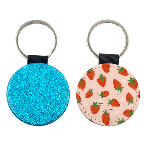 Summer Strawberry Bliss Pattern - keyring by Ania Wieclaw