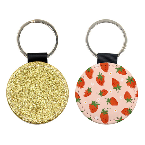 Summer Strawberry Bliss Pattern - keyring by Ania Wieclaw