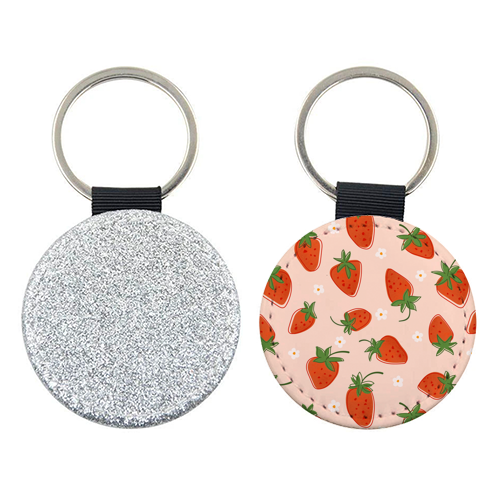 Summer Strawberry Bliss Pattern - keyring by Ania Wieclaw