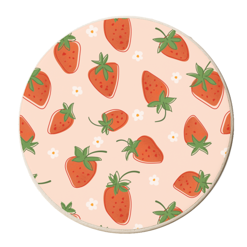 Summer Strawberry Bliss Pattern - personalised beer coaster by Ania Wieclaw