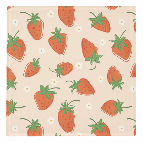 Summer Strawberry Bliss Pattern - personalised beer coaster by Ania Wieclaw