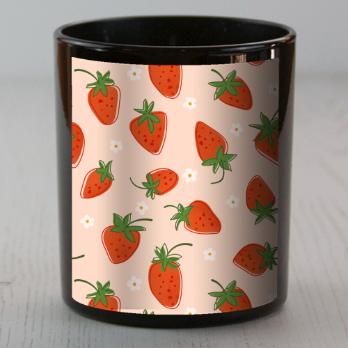 Summer Strawberry Bliss Pattern - scented candle by Ania Wieclaw