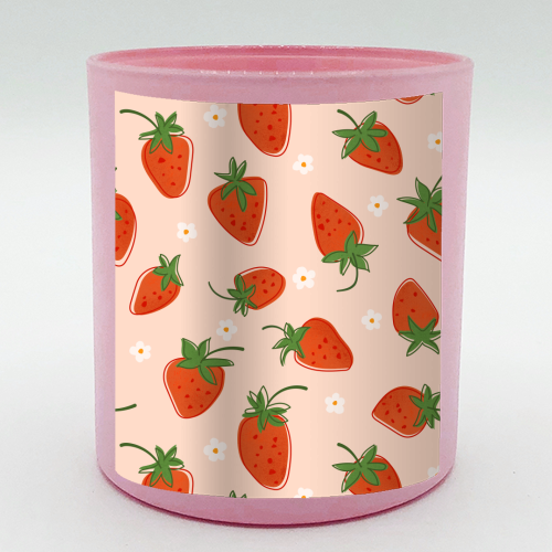 Summer Strawberry Bliss Pattern - scented candle by Ania Wieclaw