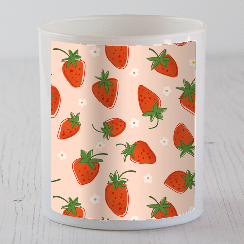 Summer Strawberry Bliss Pattern - scented candle by Ania Wieclaw