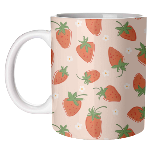 Summer Strawberry Bliss Pattern - unique mug by Ania Wieclaw