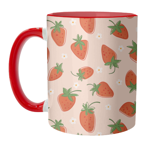 Summer Strawberry Bliss Pattern - unique mug by Ania Wieclaw