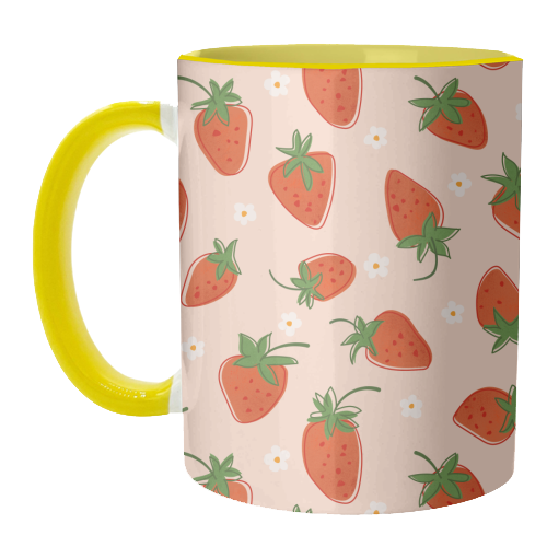 Summer Strawberry Bliss Pattern - unique mug by Ania Wieclaw