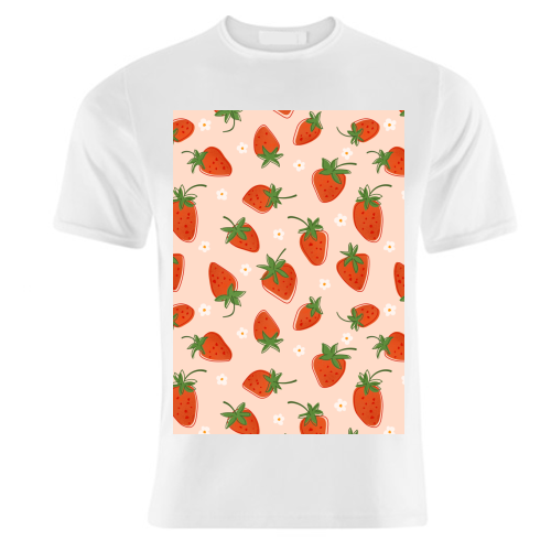Summer Strawberry Bliss Pattern - unique t shirt by Ania Wieclaw