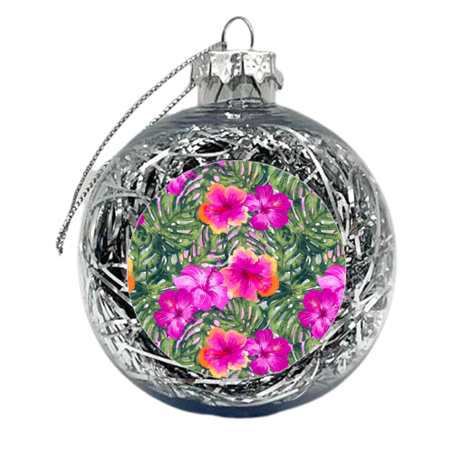 Summer Tropical Feeling Hibiscus Blossoms - xmas bauble by Uta Naumann