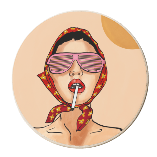 Summer Vibes Hot Girl - personalised beer coaster by EZbie