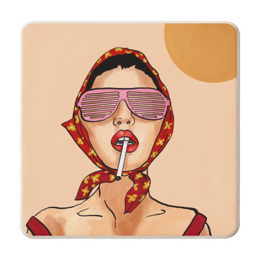 Summer Vibes Hot Girl - personalised beer coaster by EZbie