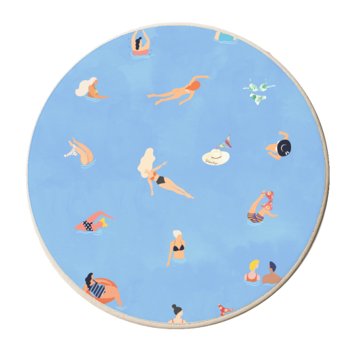 Summer Weekend in The Ocean Watercolor Swim Painting | Travel People Chic Eclectic Boho Fun - personalised beer coaster by Uma Prabhakar Gokhale