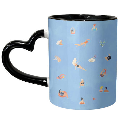 Summer Weekend in The Ocean Watercolor Swim Painting | Travel People Chic Eclectic Boho Fun - unique mug by Uma Prabhakar Gokhale