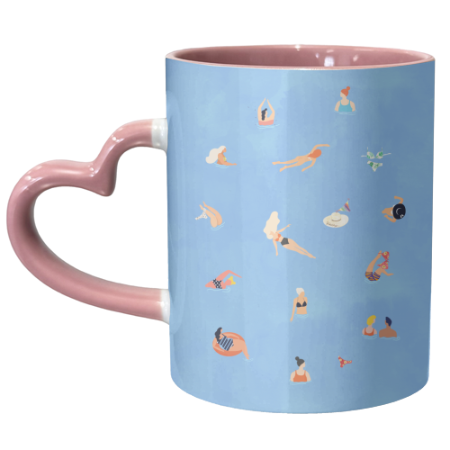 Summer Weekend in The Ocean Watercolor Swim Painting | Travel People Chic Eclectic Boho Fun - unique mug by Uma Prabhakar Gokhale