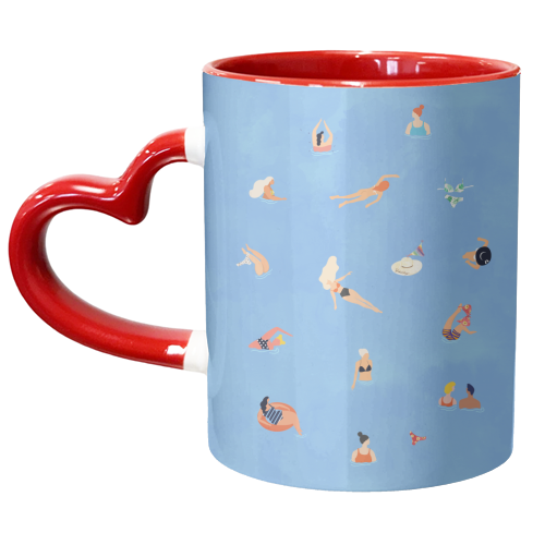 Summer Weekend in The Ocean Watercolor Swim Painting | Travel People Chic Eclectic Boho Fun - unique mug by Uma Prabhakar Gokhale