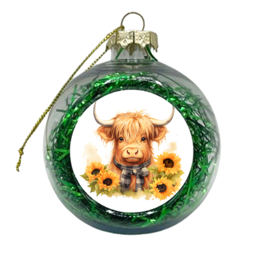 Sunflower HIghland cow - xmas bauble by haris kavalla