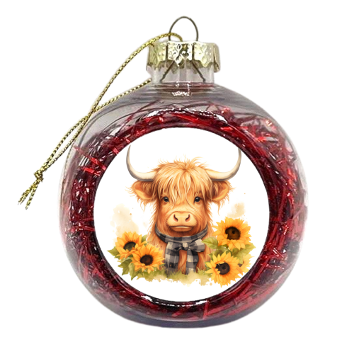 Sunflower HIghland cow - xmas bauble by haris kavalla