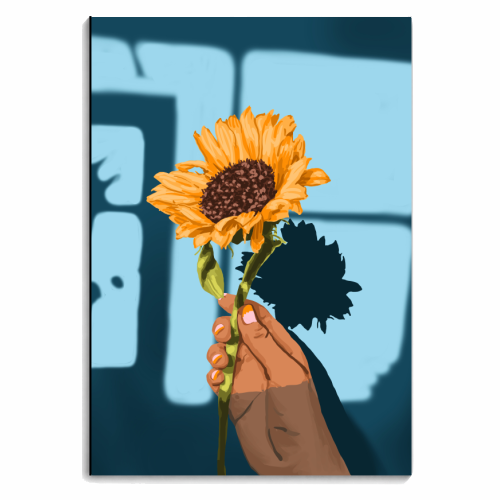 Sunflower Still Life | Flower Hand Painting | Sunny Day Shadow Hope Optimism Positivity Good Vibes - personalised A4, A5, A6 notebook by Uma Prabhakar Gokhale