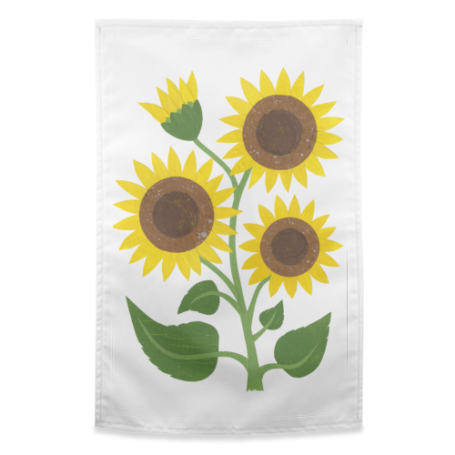 Sunflowers - funny tea towel by Christina Carpenter