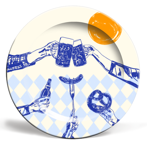Sunset Beer Festival - ceramic dinner plate by EZbie