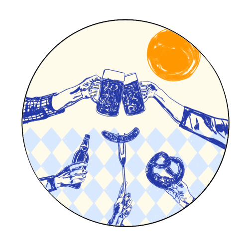 Sunset Beer Festival - Circle Sticker by EZbie