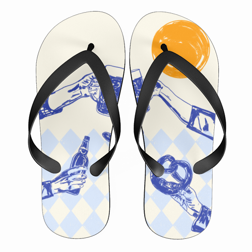 Sunset Beer Festival - funny flip flops by EZbie