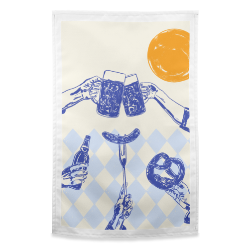 Sunset Beer Festival - funny tea towel by EZbie