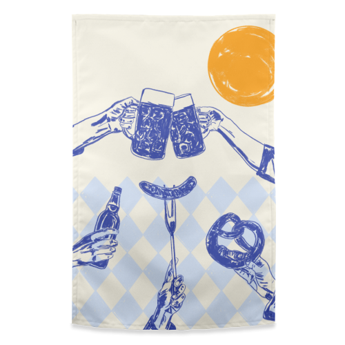 Sunset Beer Festival - funny tea towel by EZbie