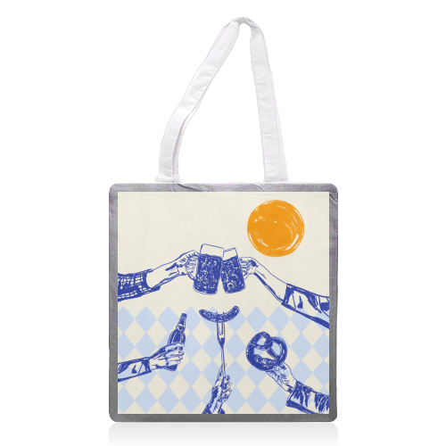 Sunset Beer Festival - printed canvas tote bag by EZbie