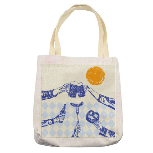 Sunset Beer Festival - printed canvas tote bag by EZbie