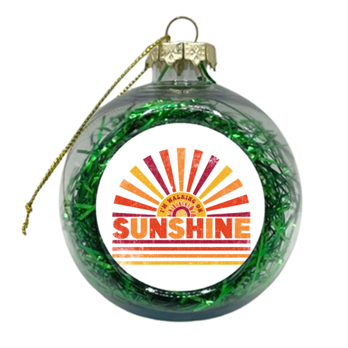 Sunshine, Happy Summer Sunflower Design - xmas bauble by InspiredImages