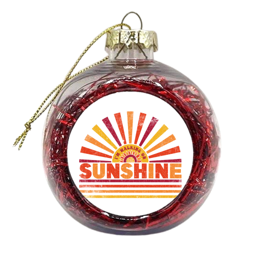 Sunshine, Happy Summer Sunflower Design - xmas bauble by InspiredImages