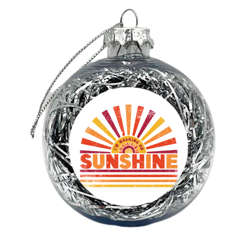 Sunshine, Happy Summer Sunflower Design - xmas bauble by InspiredImages