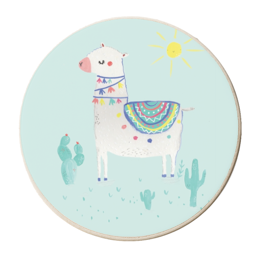 sunshine llama - personalised beer coaster by lauradidthis