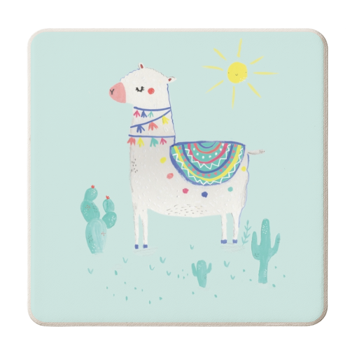 sunshine llama - personalised beer coaster by lauradidthis