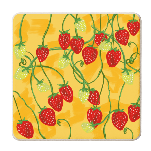 Sunshine Strawberry Farm - personalised beer coaster by EZbie