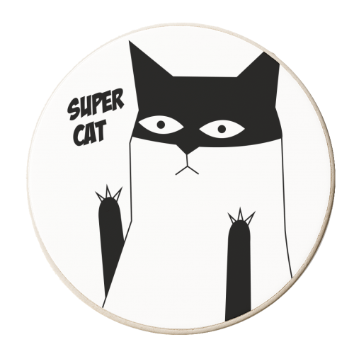SUPER CAT - personalised beer coaster by Nichola Cowdery
