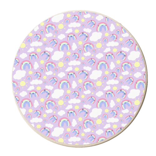 Super Cute Happy Rainbows - personalised beer coaster by Super Cute Awesome Stuff